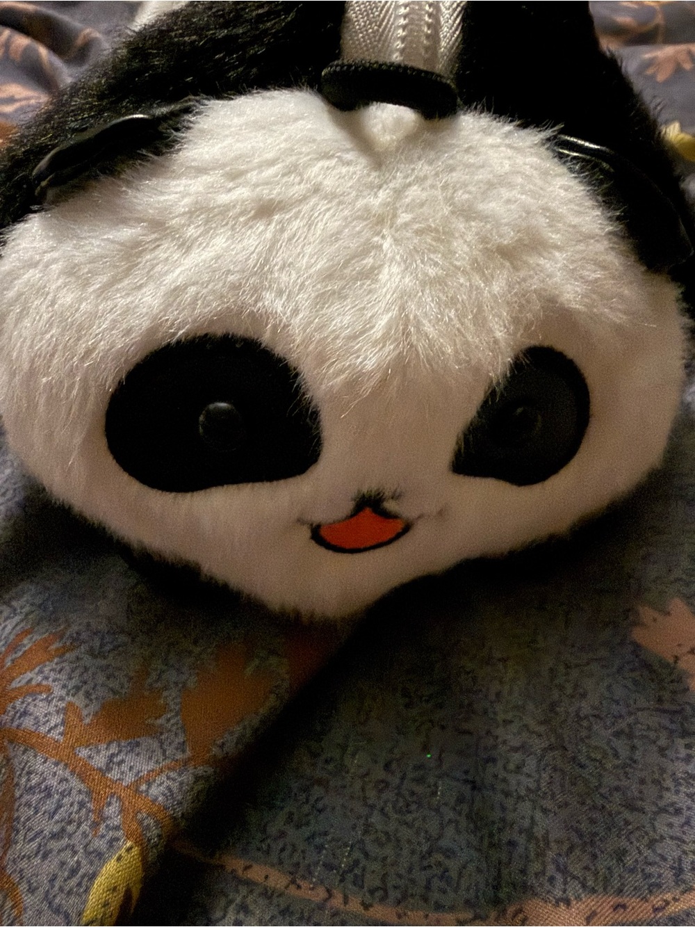 Plush Panda Crossbody Bag - White & Black with pink Accent